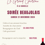 Soirée beaujolais Le 21 nov 2024